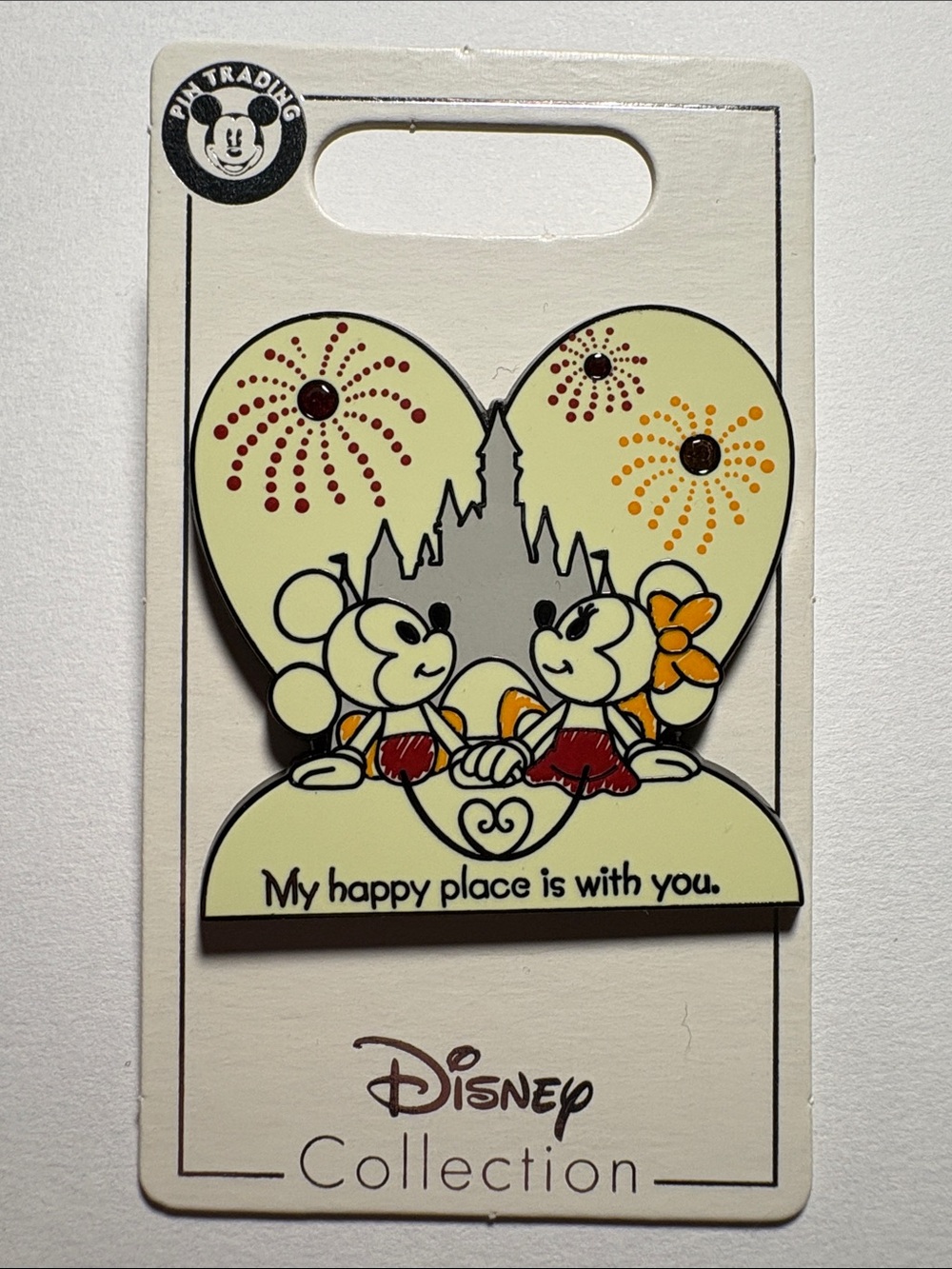 Disney Yellow & Red Mickey and Minnie Heart Enamel Pin